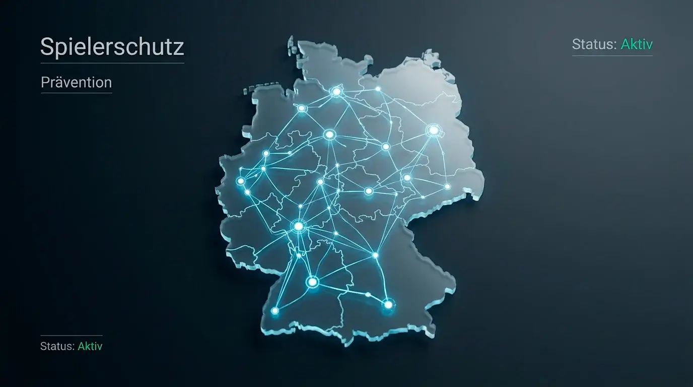 Abstrakte Visualisierung einer bundesweiten Sperrdatei mit verknüpften Datenpunkten