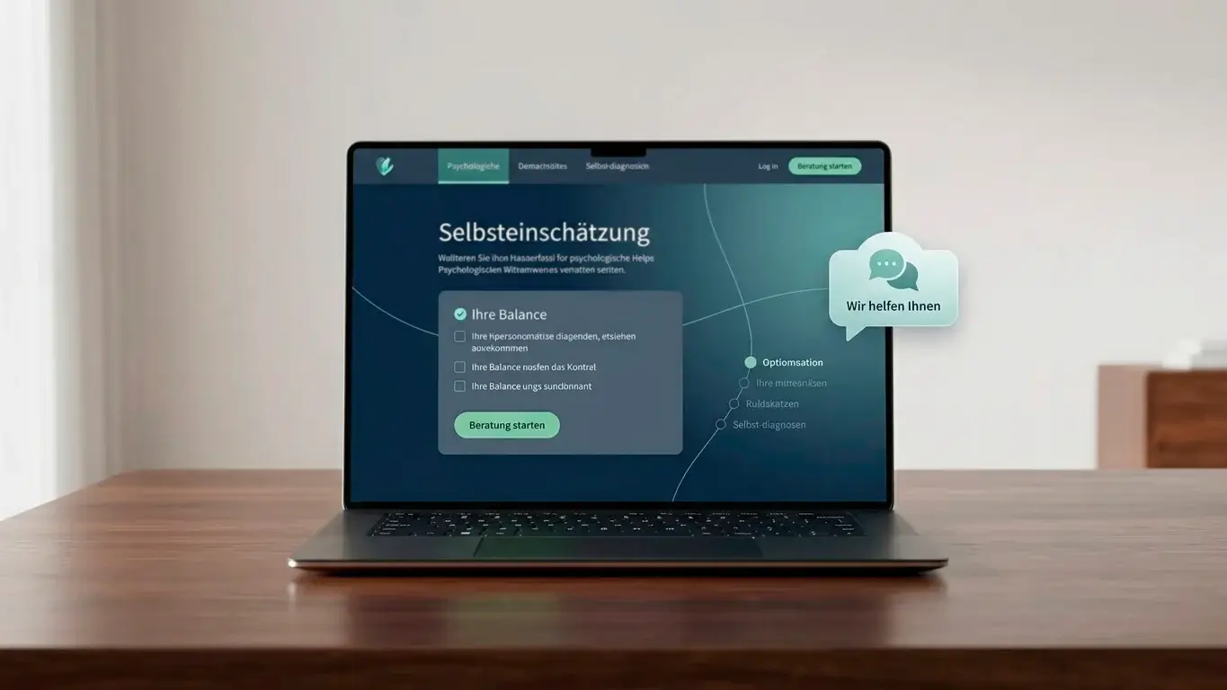 Darstellung eines Online-Selbsttests und Beratungsportals zum Spielverhalten