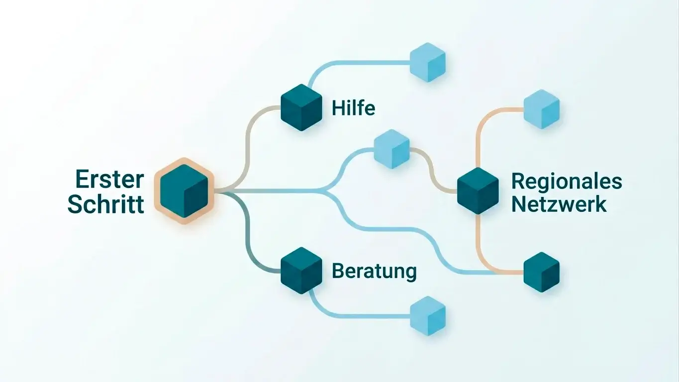 Sinnbild für ein regionales Netz aus Beratungsstellen und nächste Schritte